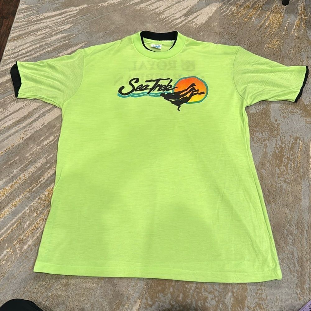 VTG 90's Sea Trek Scuba Diving Ringer Royal Caribbean T Shirt Mens Sz One Size